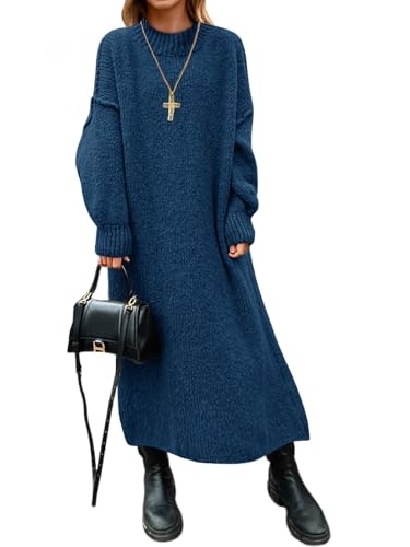 Saodimallsu Women's Mock Neck Oversized Knit Sweater Dress: $34.19 Saodimallsu Women's Mock Neck Oversized Knit Sweater Dress: $34.19
