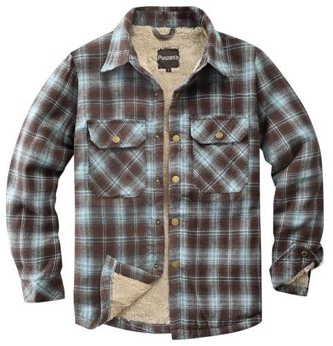 Puwasa Men's Sherpa-Lined Flannel Shirt Jacket: $31.44 Puwasa Men's Sherpa-Lined Flannel Shirt Jacket: $31.44