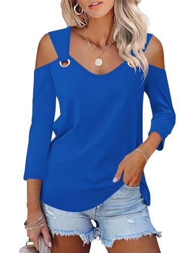 Minetom Women's Cold Shoulder V-Neck 3/4 Sleeve Top: $14.23 Minetom Women's Cold Shoulder V-Neck 3/4 Sleeve Top: $14.23