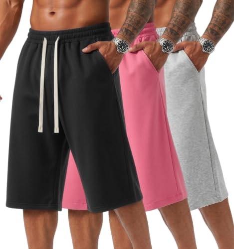 Zuy Men's 11-Inch Cotton Fleece Capri Sweat Shorts 3-Pack: $50.14