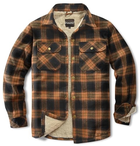 Puwasa Men's Fleece-Lined Plaid Flannel Shirt Jacket: $31.44
