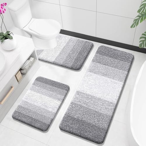 Olanly 3-Piece Microfiber Bathroom Rug Set: $46.98