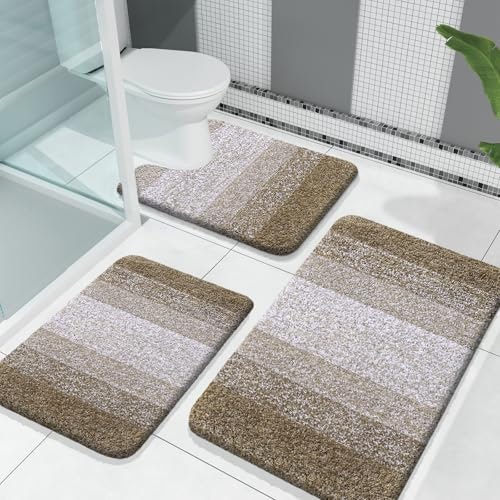 Olanly 3-Piece Microfiber Bathroom Rug Set: $38.98