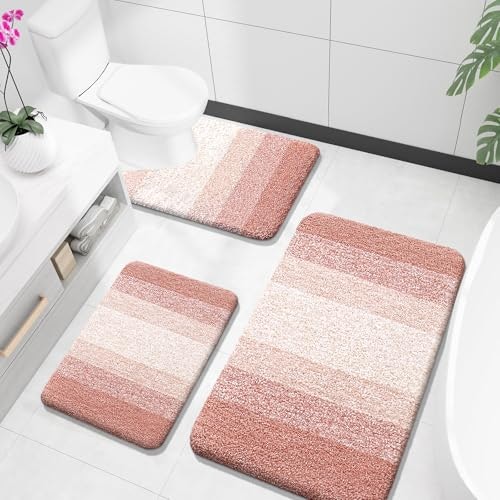 Olanly 3-Piece Microfiber Bathroom Rug Set: $48.44