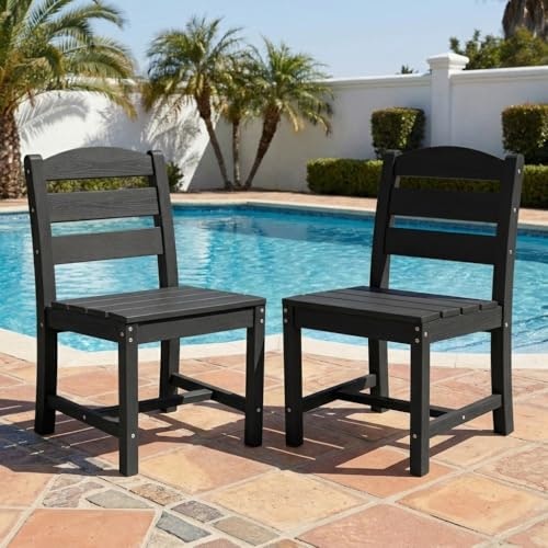 Serwall Outdoor HDPE Armless Dining Chairs 2-Pack: $92.64