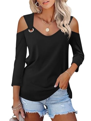 Minetom Women's Cold Shoulder V-Neck 3/4 Sleeve Top: $12.72 Minetom Women's Cold Shoulder V-Neck 3/4 Sleeve Top: $12.72