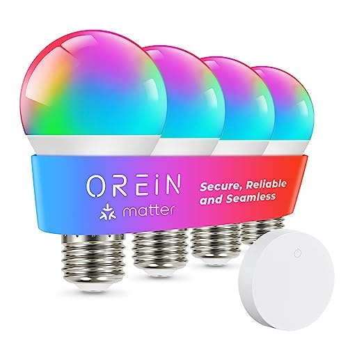 Orein A19 Matter Smart Color-Changing Light Bulb 4-Pack: $26.98 Orein A19 Matter Smart Color-Changing Light Bulb 4-Pack: $26.98
