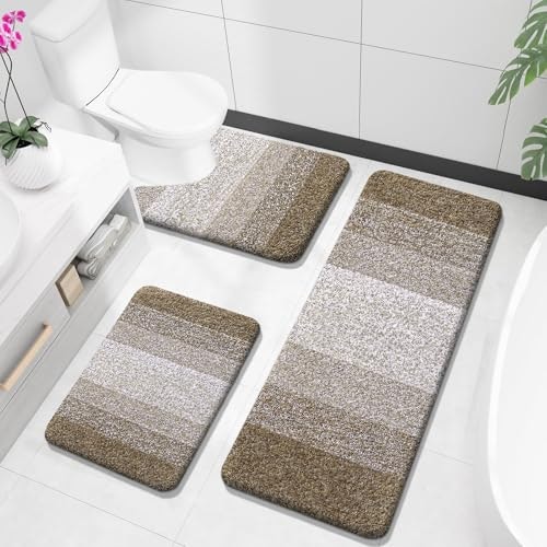Olanly 3-Piece Microfiber Bathroom Rug Set: $48.98
