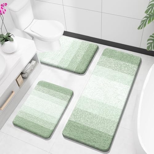 Olanly 3-Piece Microfiber Bathroom Rug Set: $51.98