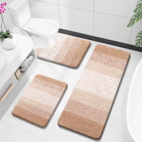 Olanly 3-Piece Microfiber Bathroom Rug Set: $47.51