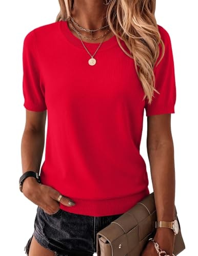 Zeagoo Women's Short Sleeve Crewneck Sweater: $16.89
