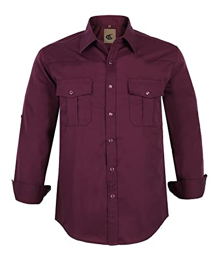 Men's Western Cowboy Long Sleeve Pearl Snap Dress Shirt: $26.34