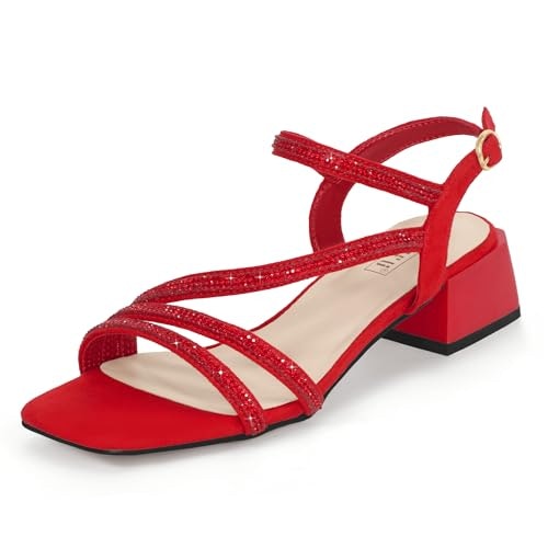 Idifu Women's Low Chunky Heel Strappy Sandals: $36.54