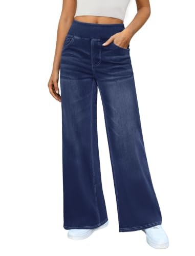 Dlooda Women's High Waisted Wide Leg Stretchy Jeans: $29.99 Dlooda Women's High Waisted Wide Leg Stretchy Jeans: $29.99