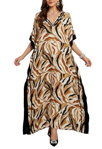Elscirw Women's V-Neck Batwing Sleeve Maxi Kaftan Dress: $16.99 Elscirw Women's V-Neck Batwing Sleeve Maxi Kaftan Dress: $16.99