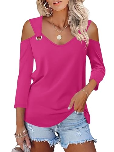 Minetom Women's Cold Shoulder V-Neck 3/4 Sleeve Top: $14.97 Minetom Women's Cold Shoulder V-Neck 3/4 Sleeve Top: $14.97