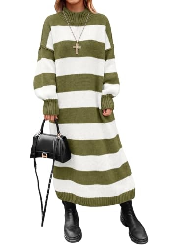 Saodimallsu Women's Oversized Striped Mock Neck Sweater Dress: $30.59 Saodimallsu Women's Oversized Striped Mock Neck Sweater Dress: $30.59
