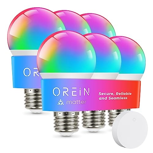 OReiN Matter A19 RGBTW Smart Light Bulb 6-Pack: $36.97 OReiN Matter A19 RGBTW Smart Light Bulb 6-Pack: $36.97