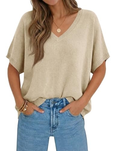 Saodimallsu Women's Oversized V-Neck Knit Pullover: $23.98 Saodimallsu Women's Oversized V-Neck Knit Pullover: $23.98