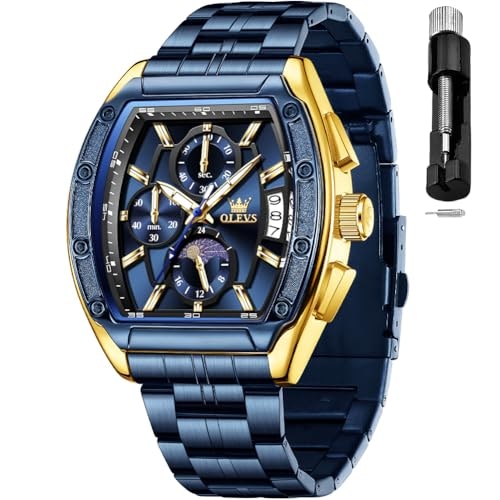 Olevs Men's Square Chronograph Stainless Steel Watch: $42.21