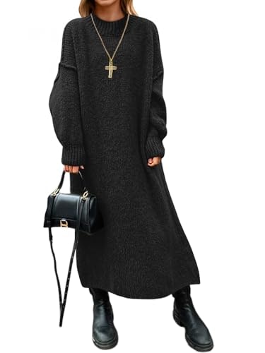 Saodimallsu Women's Oversized Mock Neck Chunky Knit Sweater Dress: $34.19