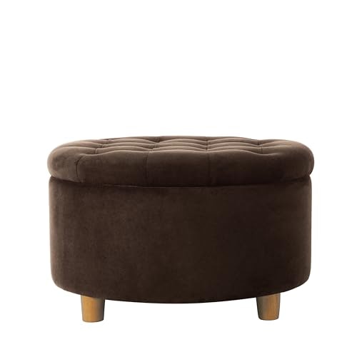 HomePop 28-Inch Button Tufted Velvet Round Storage Ottoman: $61.19