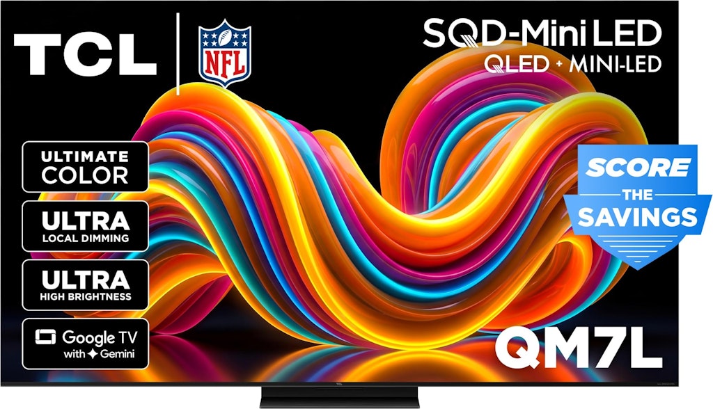 TCL QM7L Series 65QM7L 65" QLED (Mini-LED) UHD Smart TV: $898