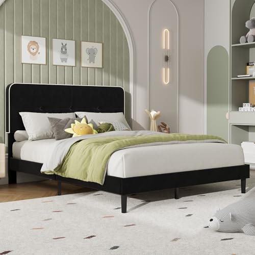 Garvee Queen Velvet Upholstered Platform Bed Frame: $83.99 Garvee Queen Velvet Upholstered Platform Bed Frame: $83.99