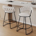Alunaune 24" Upholstered Velvet Counter Barstools 2-Pack for $65 + free shipping