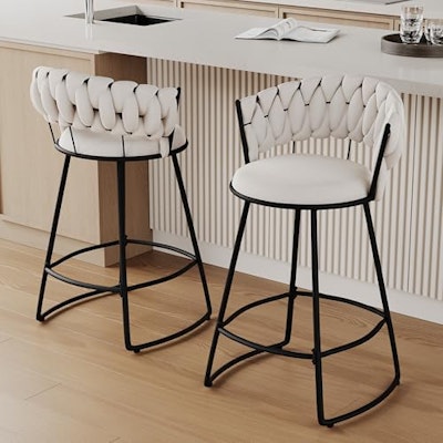 Alunaune 24" Upholstered Velvet Counter Barstools 2-Pack for $65 + free shipping