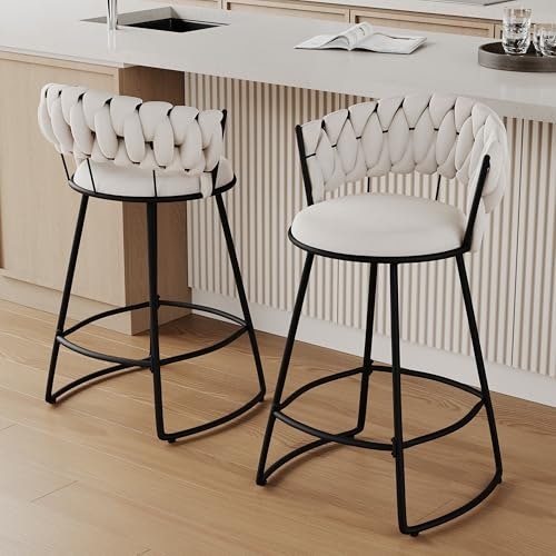 Alunaune 24" Upholstered Velvet Counter Barstools 2-Pack: $64.87