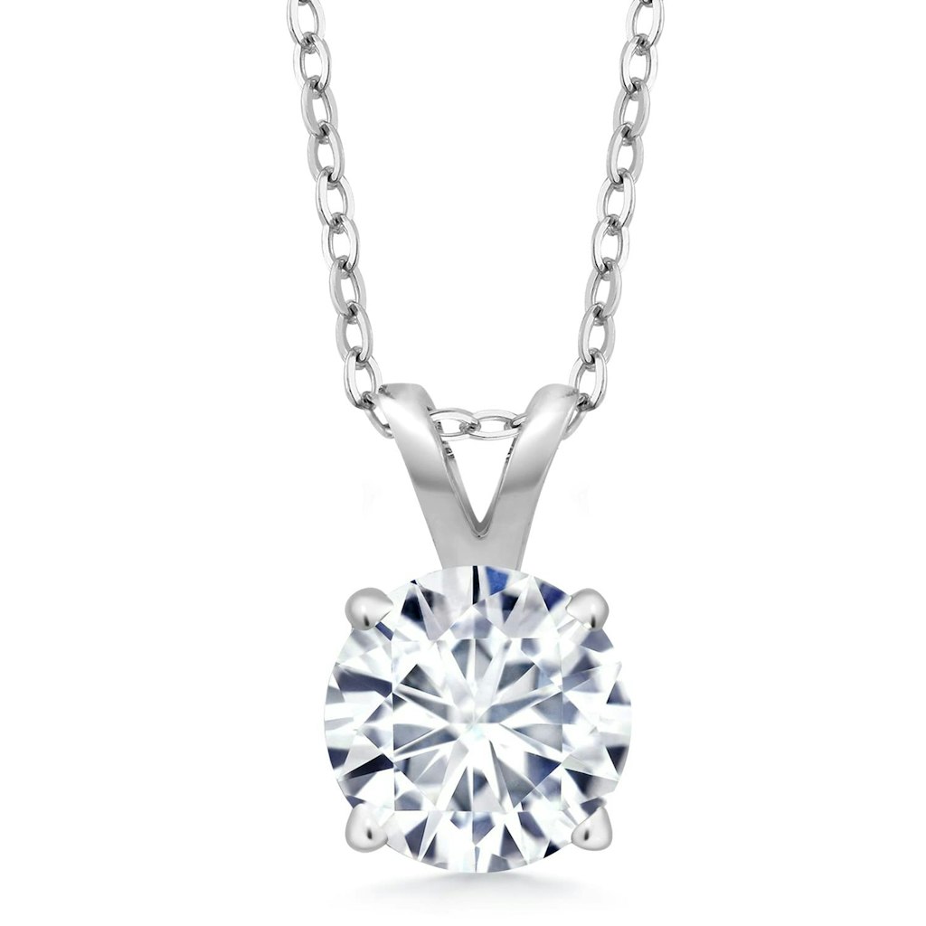 VossAgin 2.00 CTW Created Moissanite Solitaire Pendant Necklace: $99