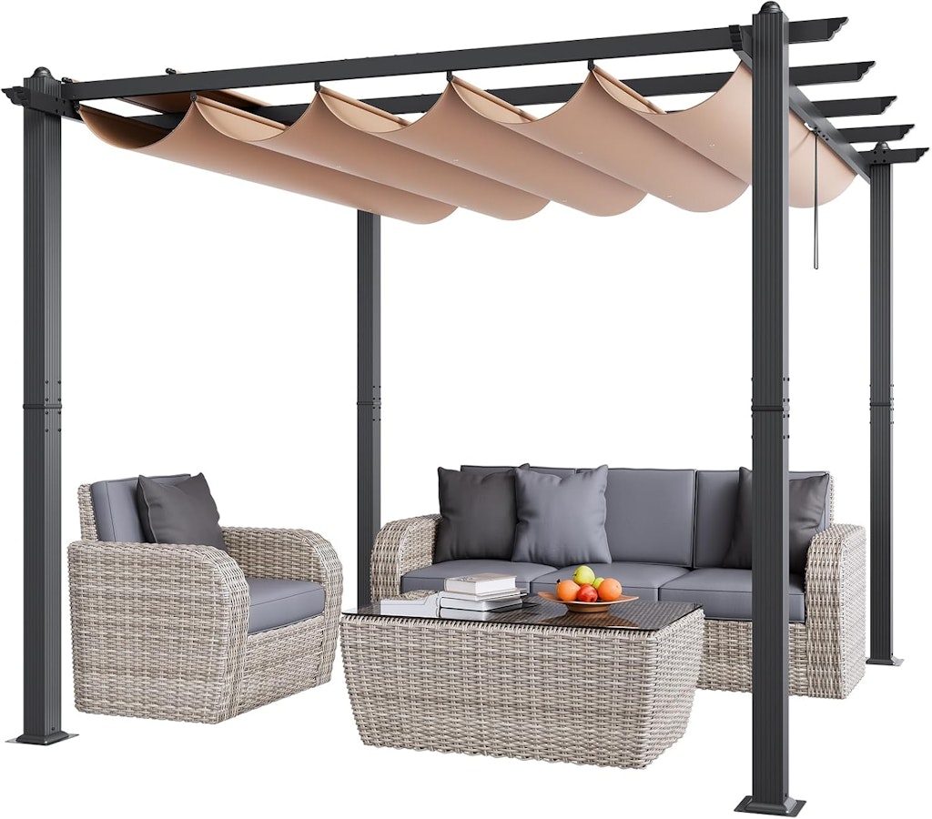 Vevor 10-Foot Retractable Pergola w/ Canopy: $140
