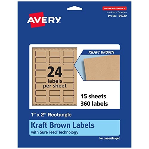 Avery 1" x 2" Kraft Brown Rectangle Labels 360-Pack: $13.59