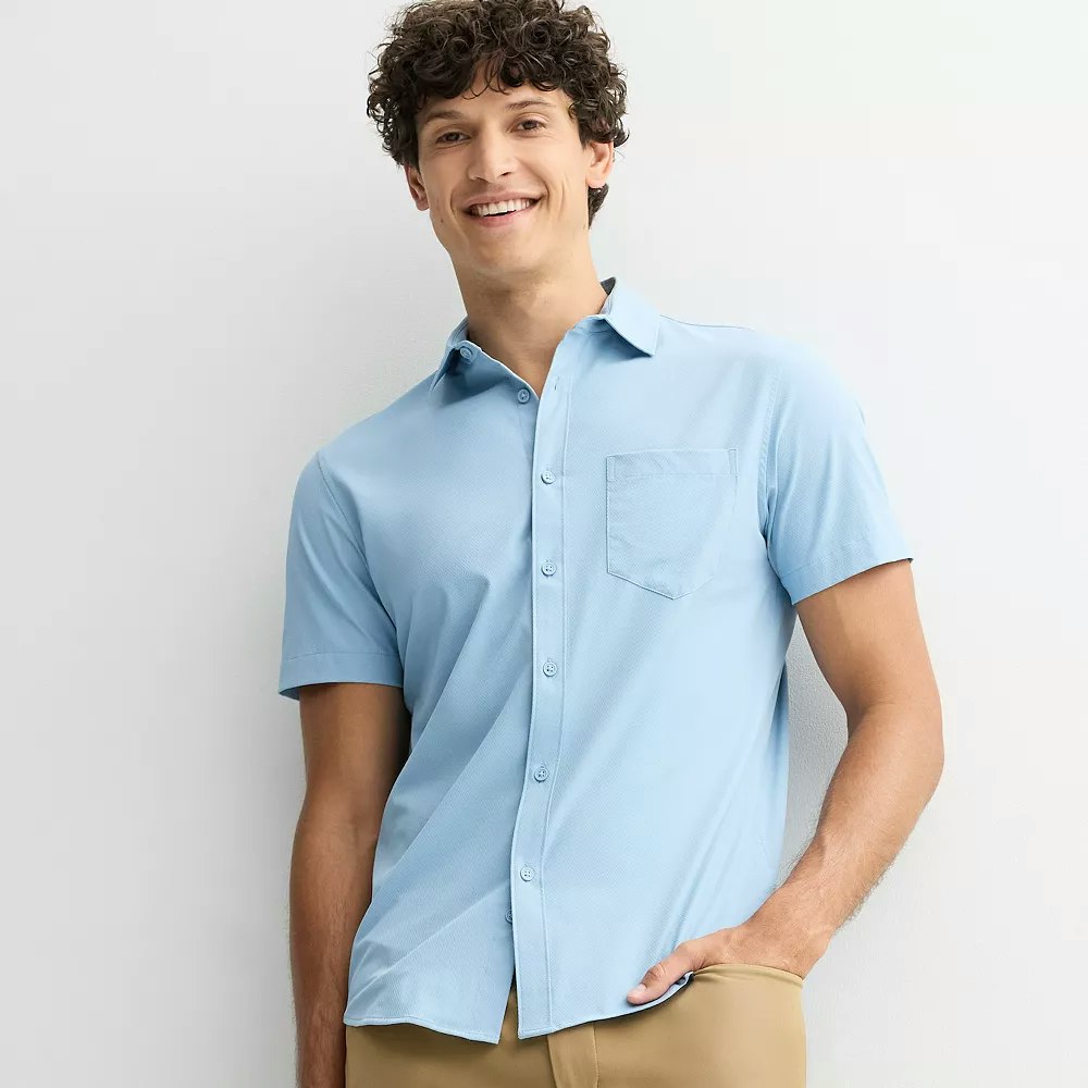 FLX Men's Tech Mesh Slim-Fit Button-Down Shirt: $20