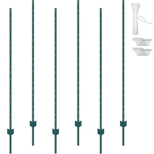 Vevor 6-Foot U-Channel Metal Fence Post 6-Pack: $39.90