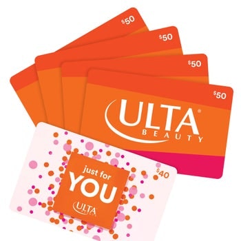 Four $50 Ulta Beauty Gift Cards & One $40 Gift Card: $200 Four $50 Ulta Beauty Gift Cards & One $40 Gift Card: $200