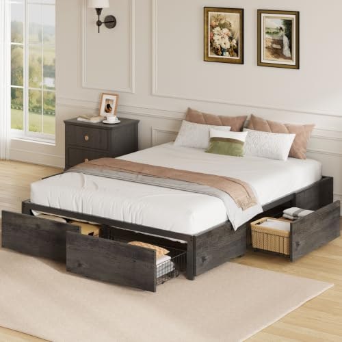 Likimio Queen Bed Frame with 4 Storage Drawers: $152.99