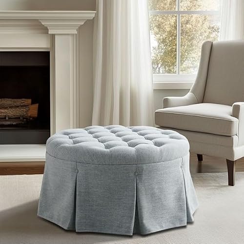 Martha Stewart 32-inch Round Upholstered Cocktail Ottoman: $203.99 Martha Stewart 32-inch Round Upholstered Cocktail Ottoman: $203.99