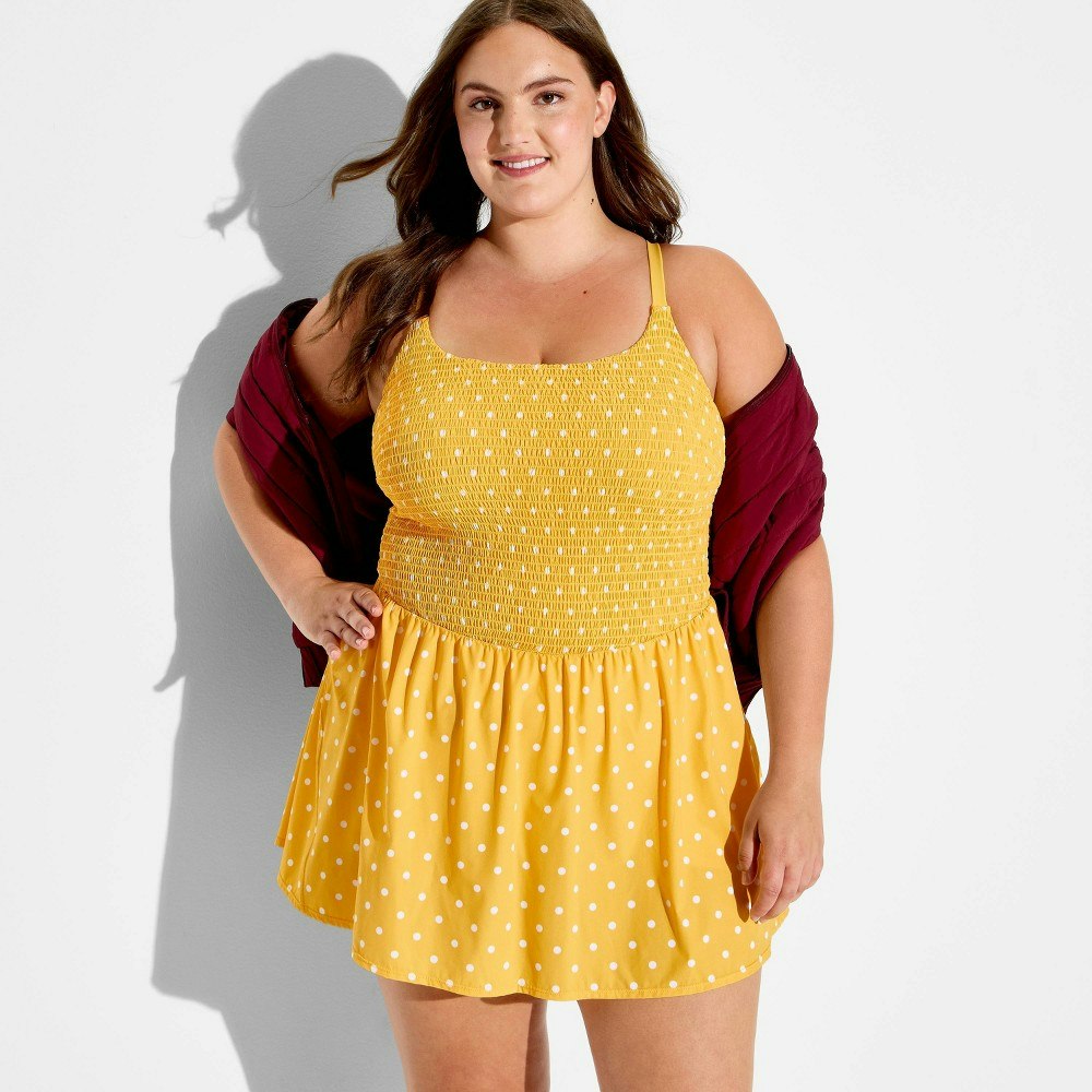 JoyLab Women's Polka Dot Smocked Dress: $40 JoyLab Women's Polka Dot Smocked Dress: $40
