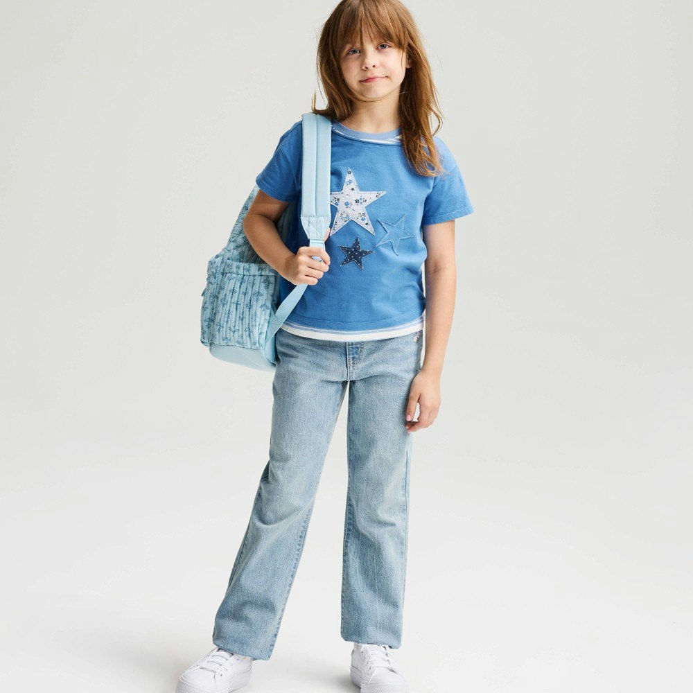 Cat & Jack Girls' Short Sleeve Cotton Star Patches T-Shirt: $10