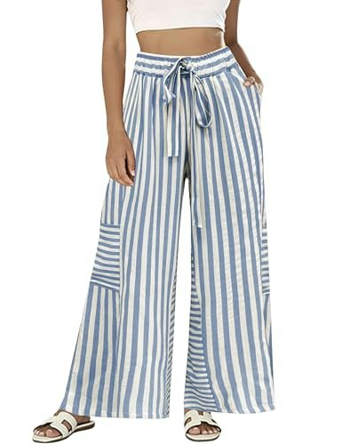 Bankeng Women's Striped Wide Leg Palazzo Pants: $25.97 Bankeng Women's Striped Wide Leg Palazzo Pants: $25.97