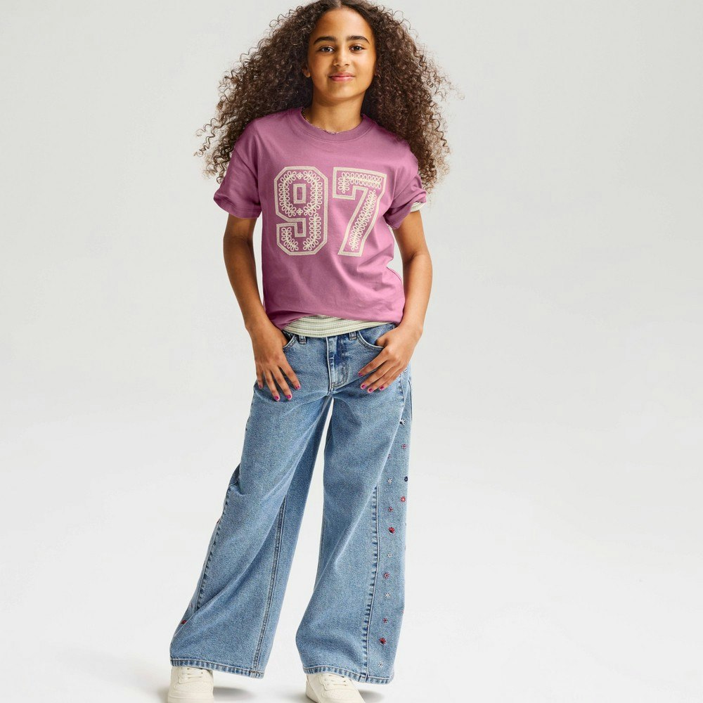 Cat & Jack Girls' Cotton Embroidered Oversized Graphic T-Shirt: $10 Cat & Jack Girls' Cotton Embroidered Oversized Graphic T-Shirt: $10