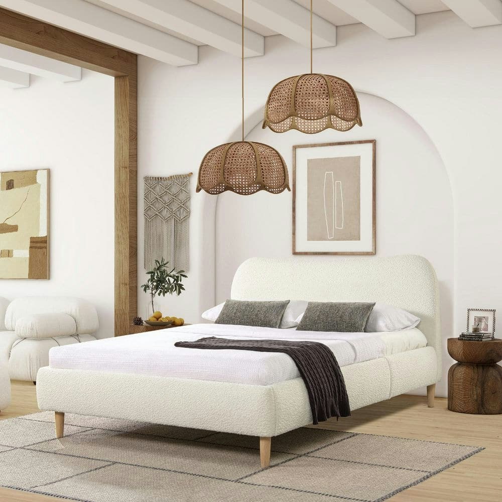 Hodge Modern Upholstered Boucle Queen Platform Bed: $854.34 Hodge Modern Upholstered Boucle Queen Platform Bed: $854.34