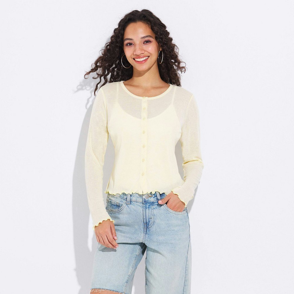 Wild Fable Women's Long Sleeve Sheer Knit Cardigan Sweater: $30 Wild Fable Women's Long Sleeve Sheer Knit Cardigan Sweater: $30