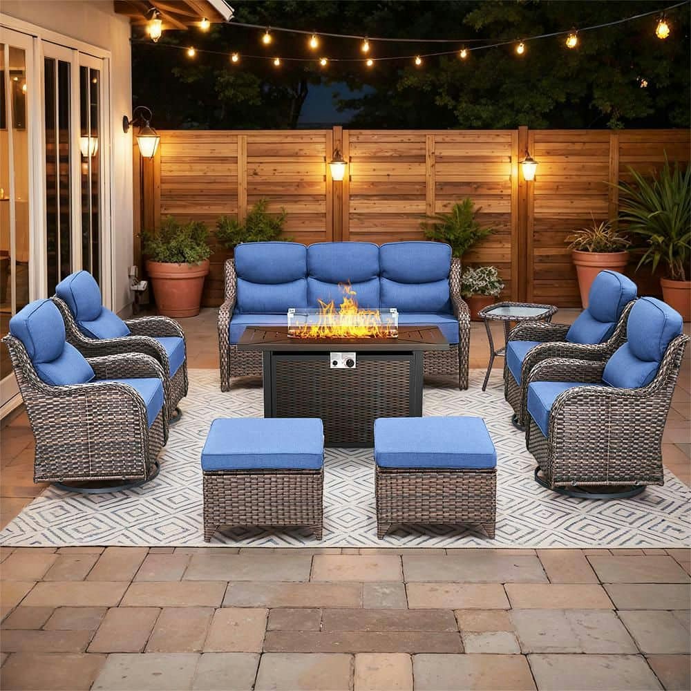 JHXL 9-Piece Rattan Wicker Outdoor Patio Conversation Set with Fire Pit Table: $1,640.05 JHXL 9-Piece Rattan Wicker Outdoor Patio Conversation Set with Fire Pit Table: $1,640.05