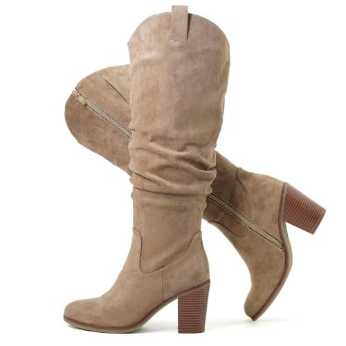 Luoika Women's Extra Wide Calf Knee High Cowboy Boots 10.5XW: $59.98
