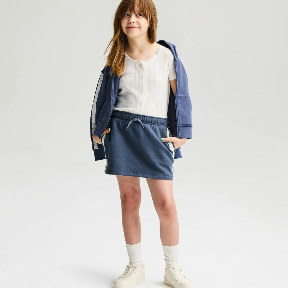 Girls' French Terry Lace Trim Pull-On Skort XL: $18