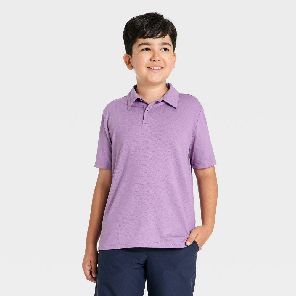 All In Motion Boys' Linear Mesh Golf Polo Shirt: $15 All In Motion Boys' Linear Mesh Golf Polo Shirt: $15