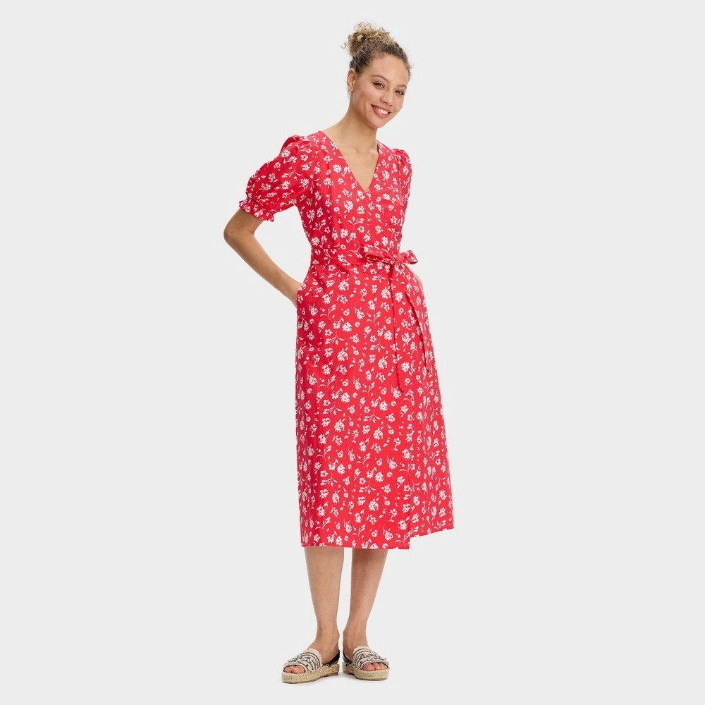 Universal Thread Women's Puff Short Sleeve Midi Wrap Dress: $40 Universal Thread Women's Puff Short Sleeve Midi Wrap Dress: $40